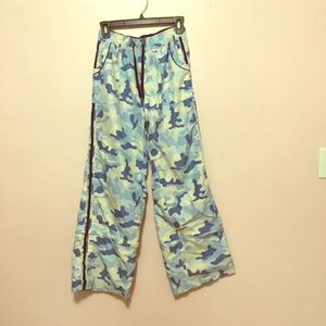 Blue camouflage track pants